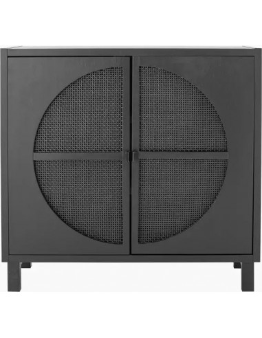 Console noire bois et cannage  L105xH100xL40 cm pas cher