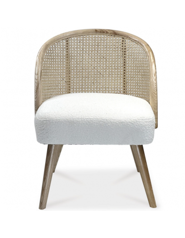 Fauteuil bouclette et cannage Véritable concentré