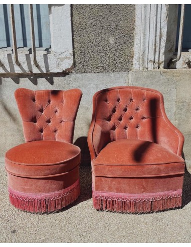 SOLD Roze boudoir fauteuiltje, recht soldes