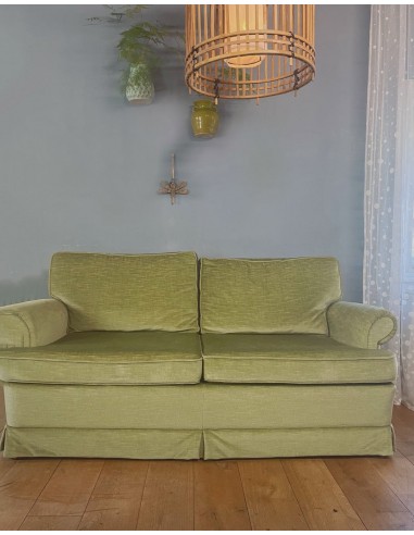 SOLD - Groen velours vintage bank Venez acheter