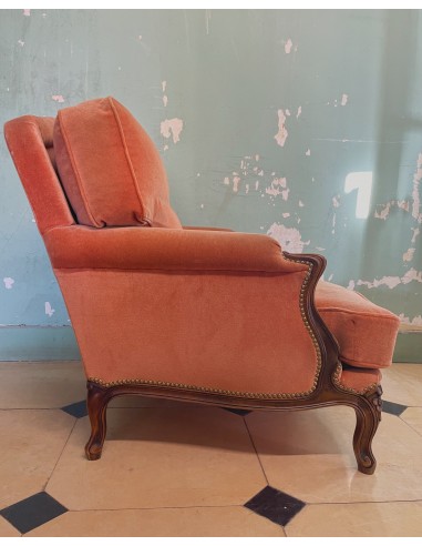 SOLD - Franse fauteuil, roze velours store