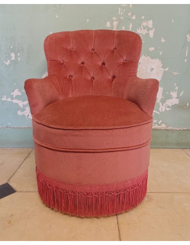 SOLD - Petit fauteuil, roze velours soldes