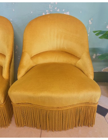 SOLD - Set van 2 gele boudoir fauteuils 50% de réduction en Octobre 2024