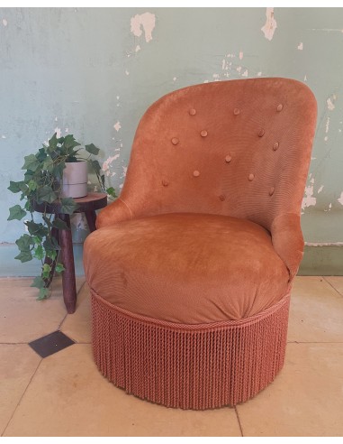 SOLD - Oud-roze boudoir fauteuil Les êtres humains sont 